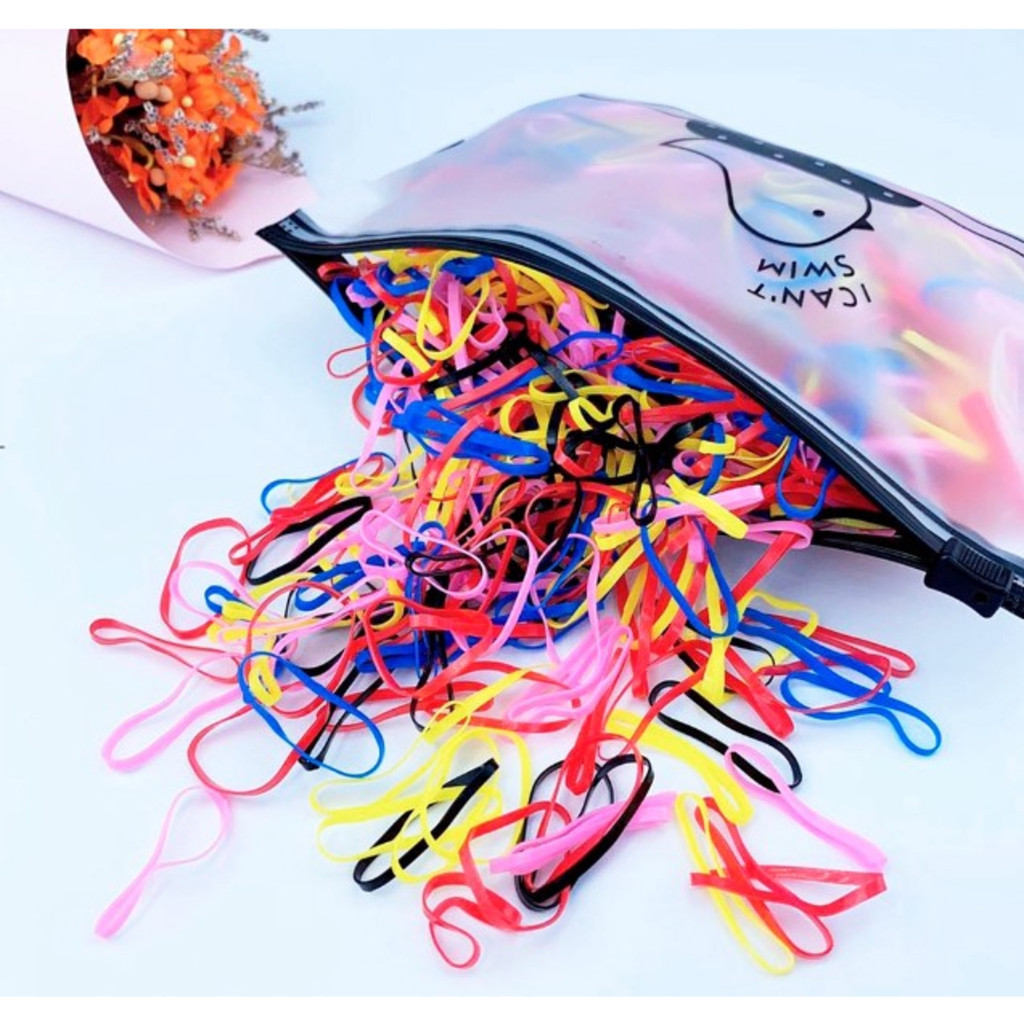 DAGUAN Kit 500 Elastico de cabelo Com Bolsa borrachinha/liguinha rabico de cabelo silicone infantil em Oferta na Shopee