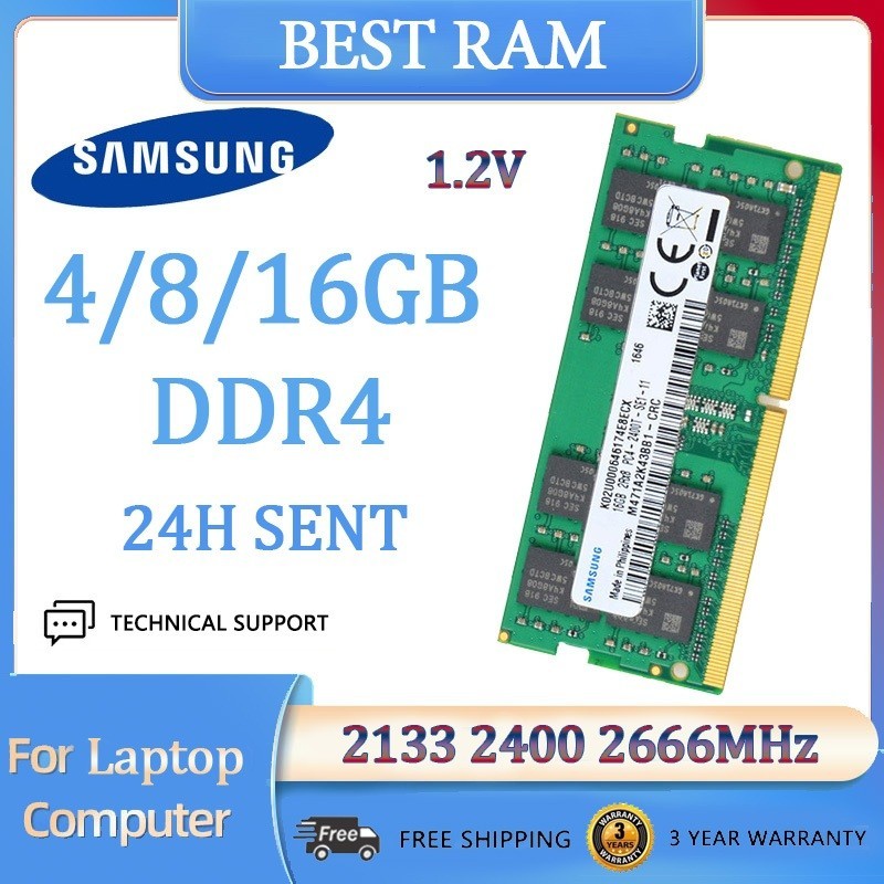 [Estoque Pronto] Samsung 4GB/8GB/16GB DDR4 1Rx8 2Rx8 1Rx16 2133/2400/2666 Mhz Memória Para Notebook SO-DIMM