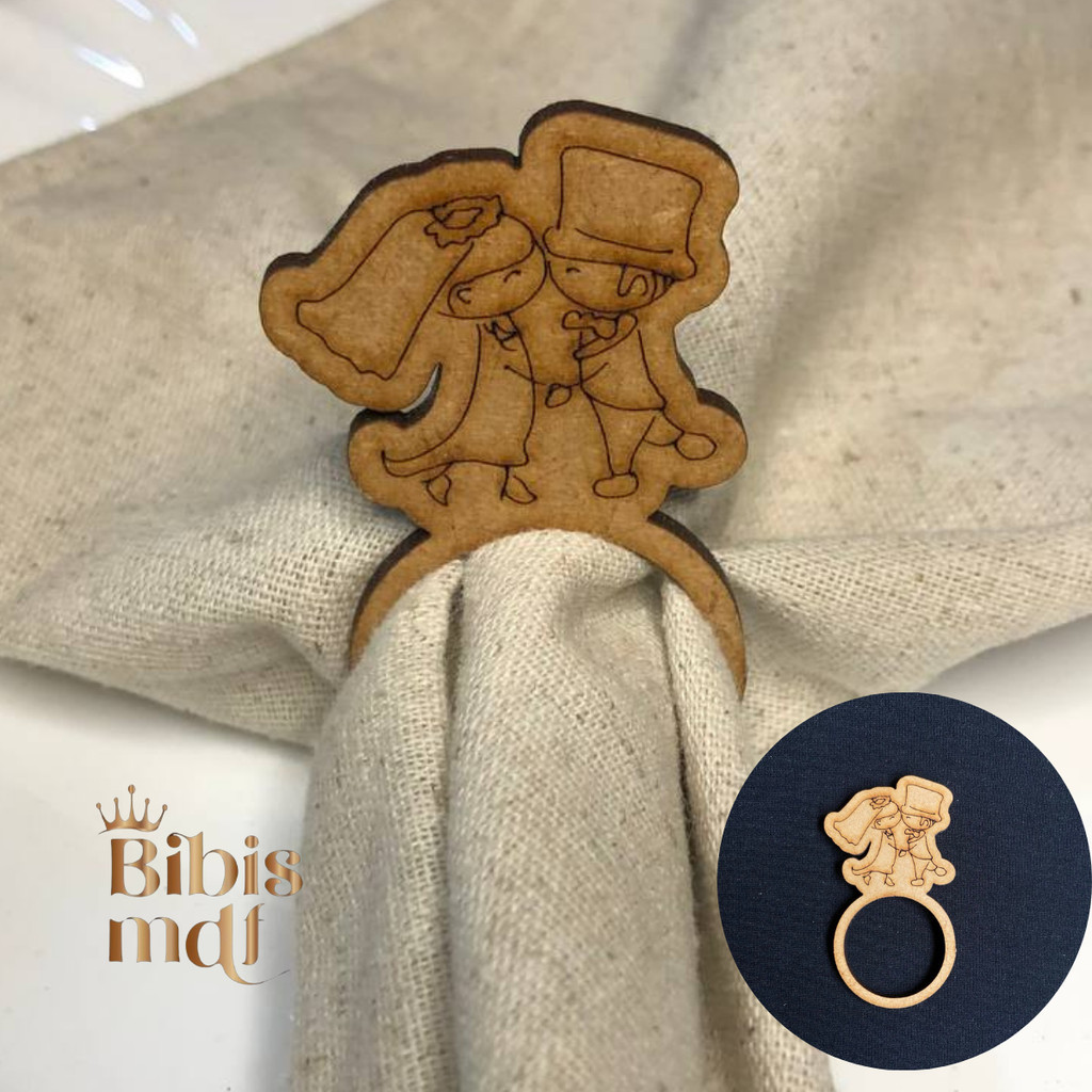 Anéis Porta Guardanapo de MDF - Casal - Casamento - Namorados (Kit com 4 unidades)