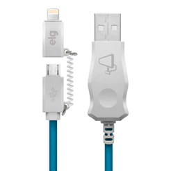 Cabo Lightning e Micro USB com LED Azul, Sincronização e Recarga 12W 2.1A, 1 metro, LEDB510BE, ELG