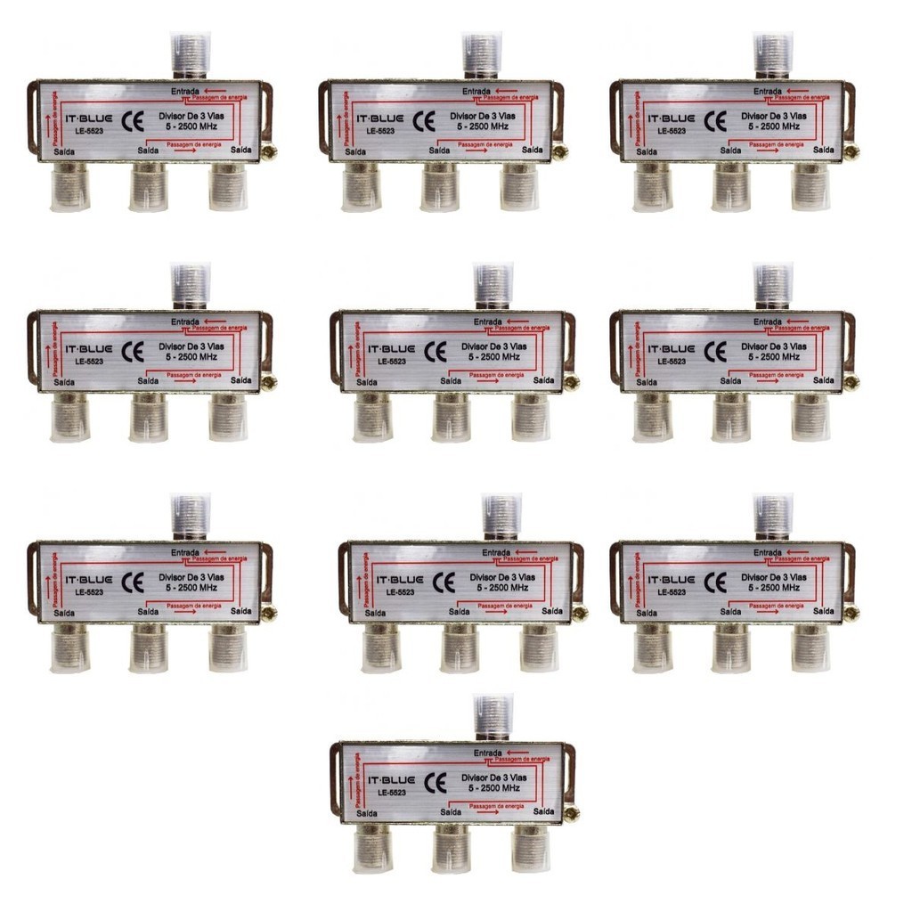 Promoção com 10 Divisor De Antena 3 Saidas Universal A Cabo Uhf Vhf Digital