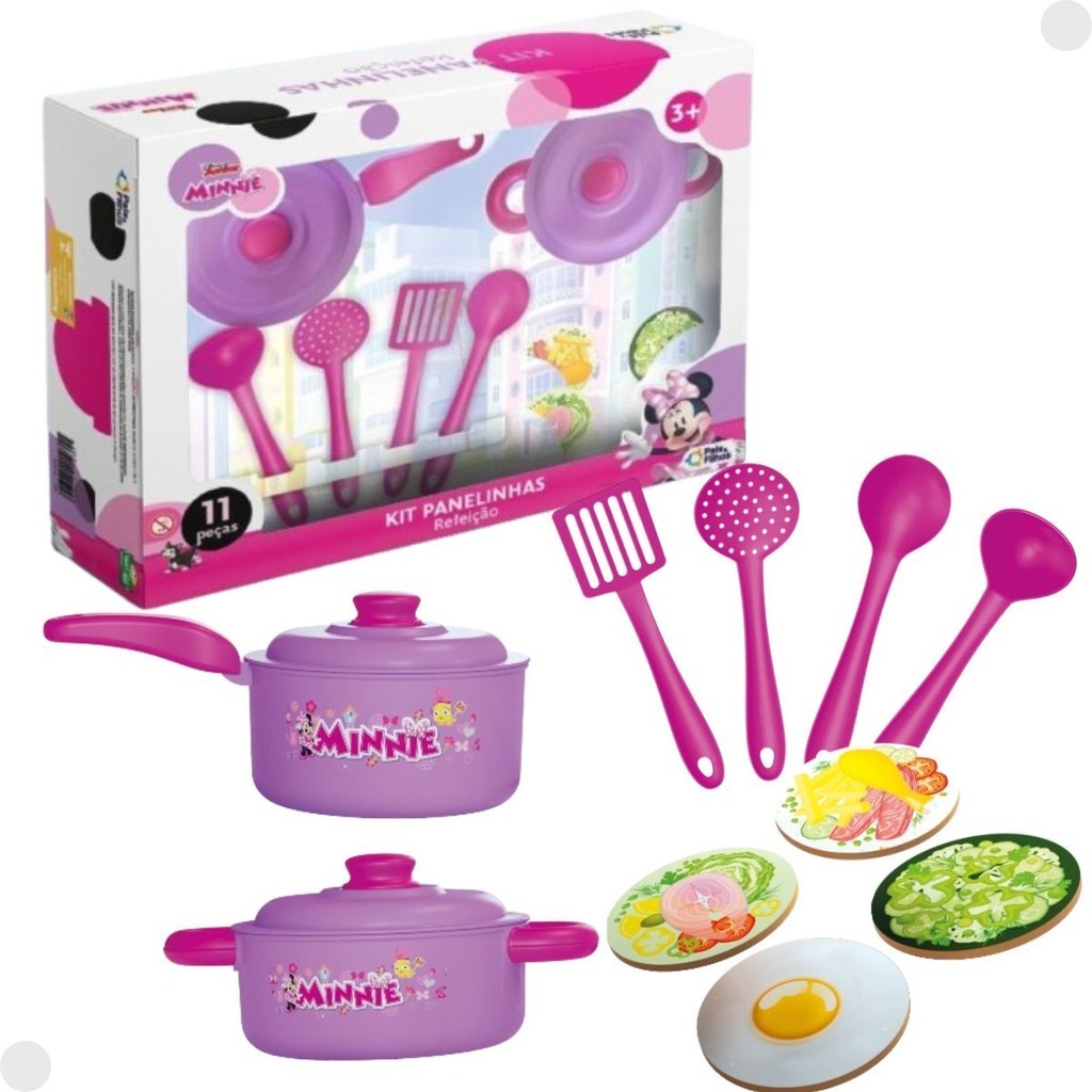 Kit Panelinhas Refeição Minnie com Utensílios 11 Peças 792430 - Pais e Filhos - Mom & Baby