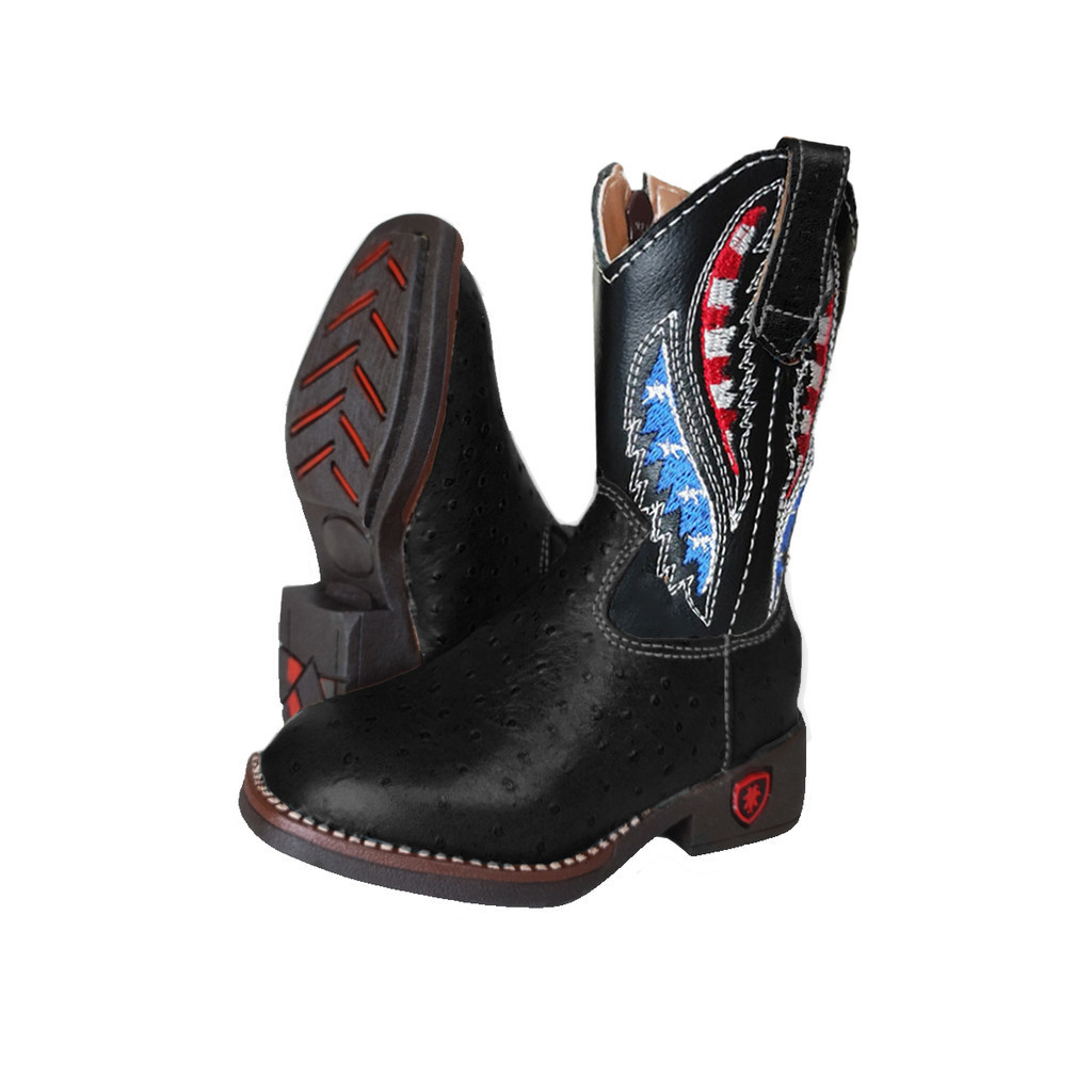 Bota Country Infantil Texana Masculina Couro Menino