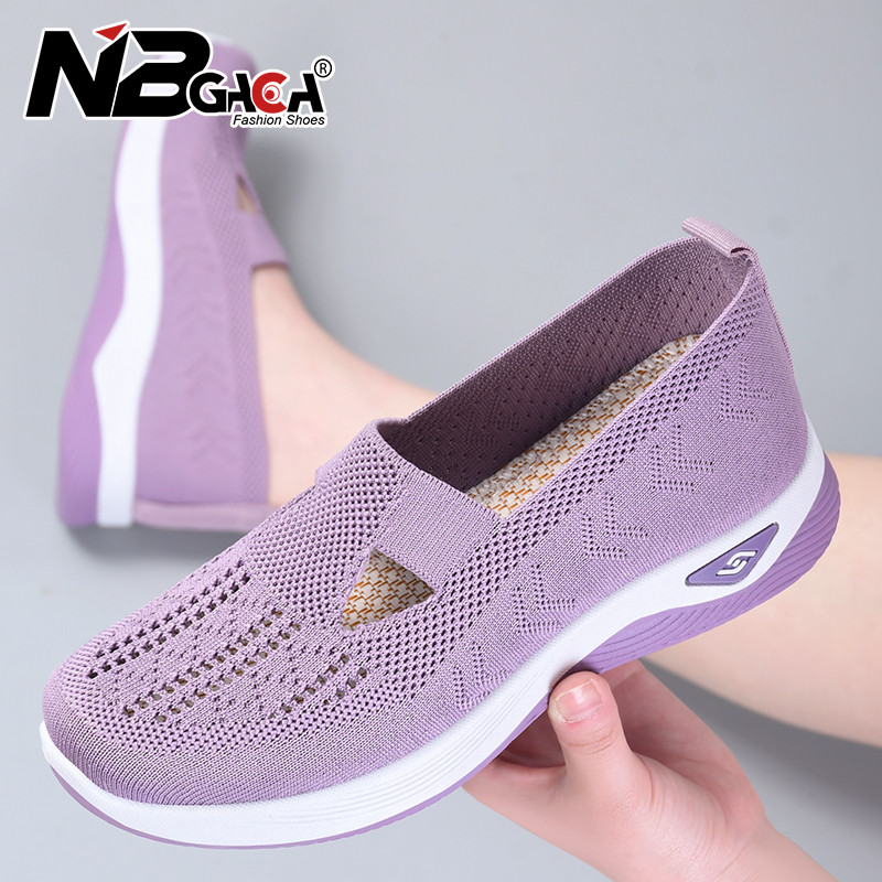 Novo Conforto Sapatos Casuais Femininos De Moda Sola Macia Com Oca E Respirável Para Mulheres Malha em Oferta na Shopee