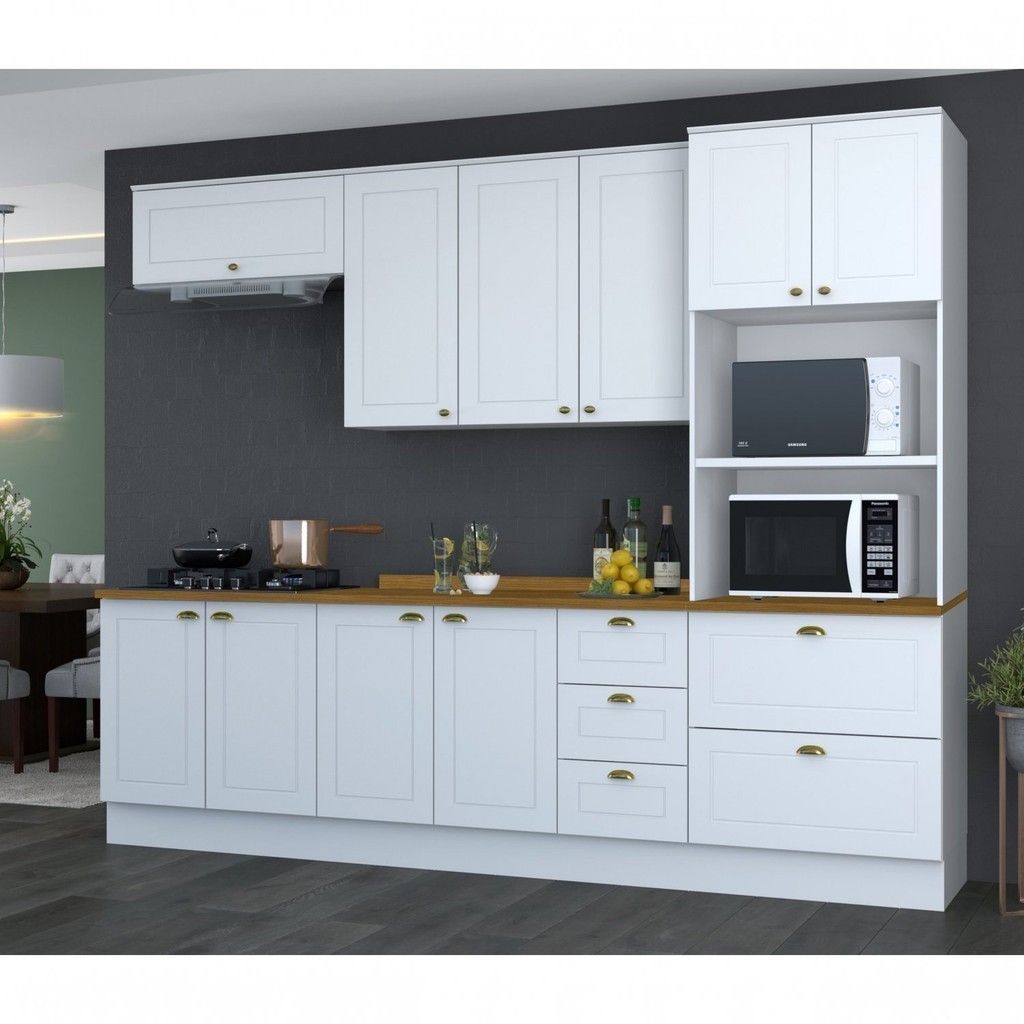Cozinha Completa 5 Peças 10 Portas 4 Gavetas Emily Espresso Móveis Branco HP/Nature - Home & Living