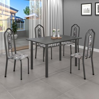 Conjunto de Mesa 120x75cm Tampo Ardósia com 4 Cadeiras Bianca  Paraopeba/Mart Prata/Ardósia Indiano em Oferta na Shopee