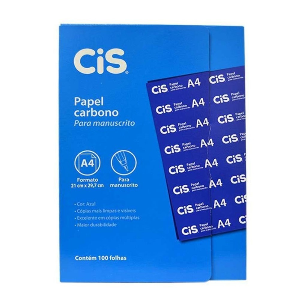 Papel Carbono A4 Azul Cis Caixa com 100 Folhas