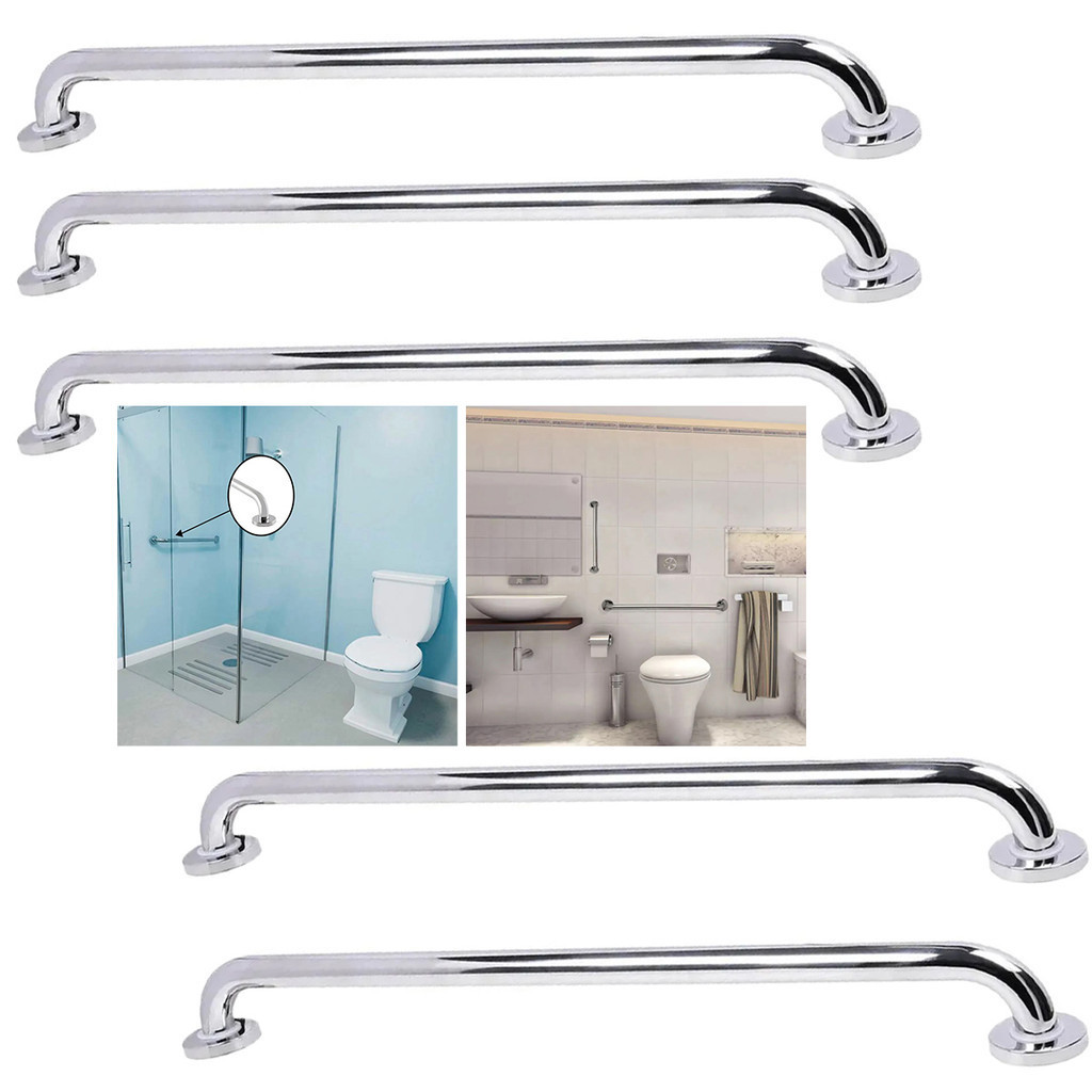 Barra Alça Apoio 60Cm Inos Kit 5 Uni Suporte Anti Queda Idoso Gestante Cadeirante Deficiente Box Banheiro Casa Esacada Multiuso