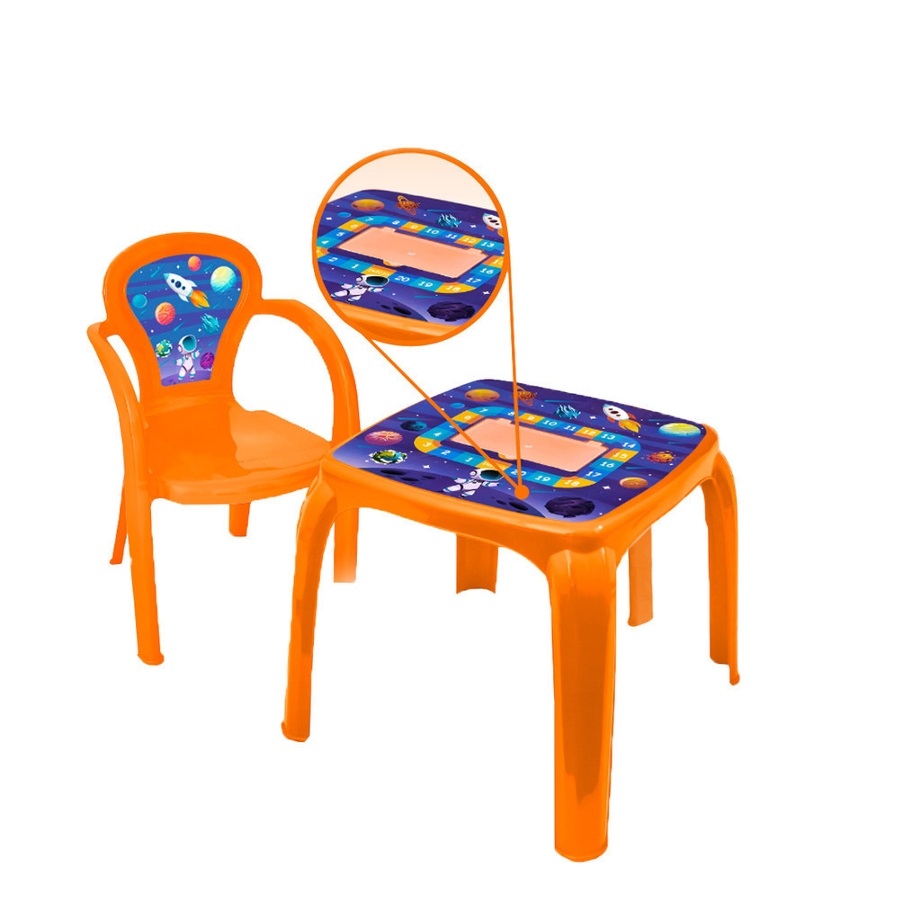Conjunto Mesa Mesinha Infantil Com Uma Cadeira Decorada