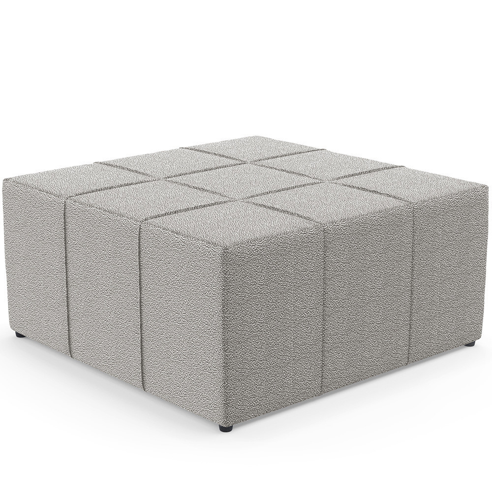Puff Decorativo Para Sala de Estar Quadrado Milano 90x90cm W01 Bouclê Creme - Lyam Decor - Home & Living