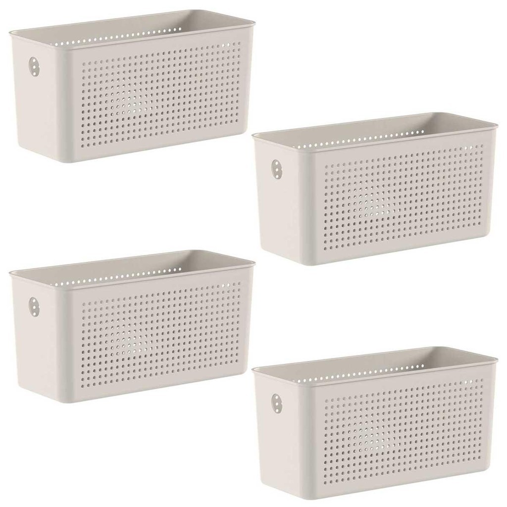 4x Cesto 4,2L Organizador OU Flow Bege 12cm x 13cm x 27cm em Oferta na Shopee