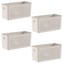 4x Cesto 4,2L Organizador OU Flow Bege 12cm x 13cm x 27cm