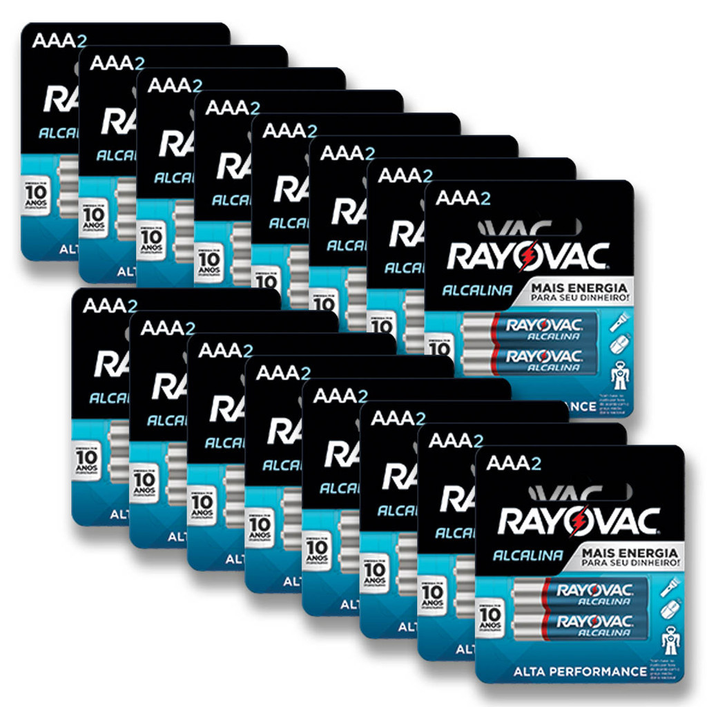 Pilha Alcalina AAA Rayovac Bateria 3A Palito kit 32 unidades em Oferta na Shopee