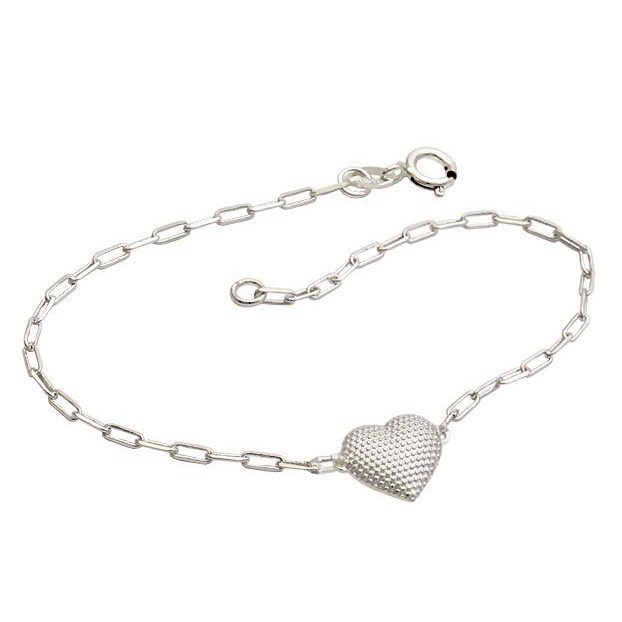 Pulseira feminina elo cartie coração estampado bolinhas em Oferta na Shopee