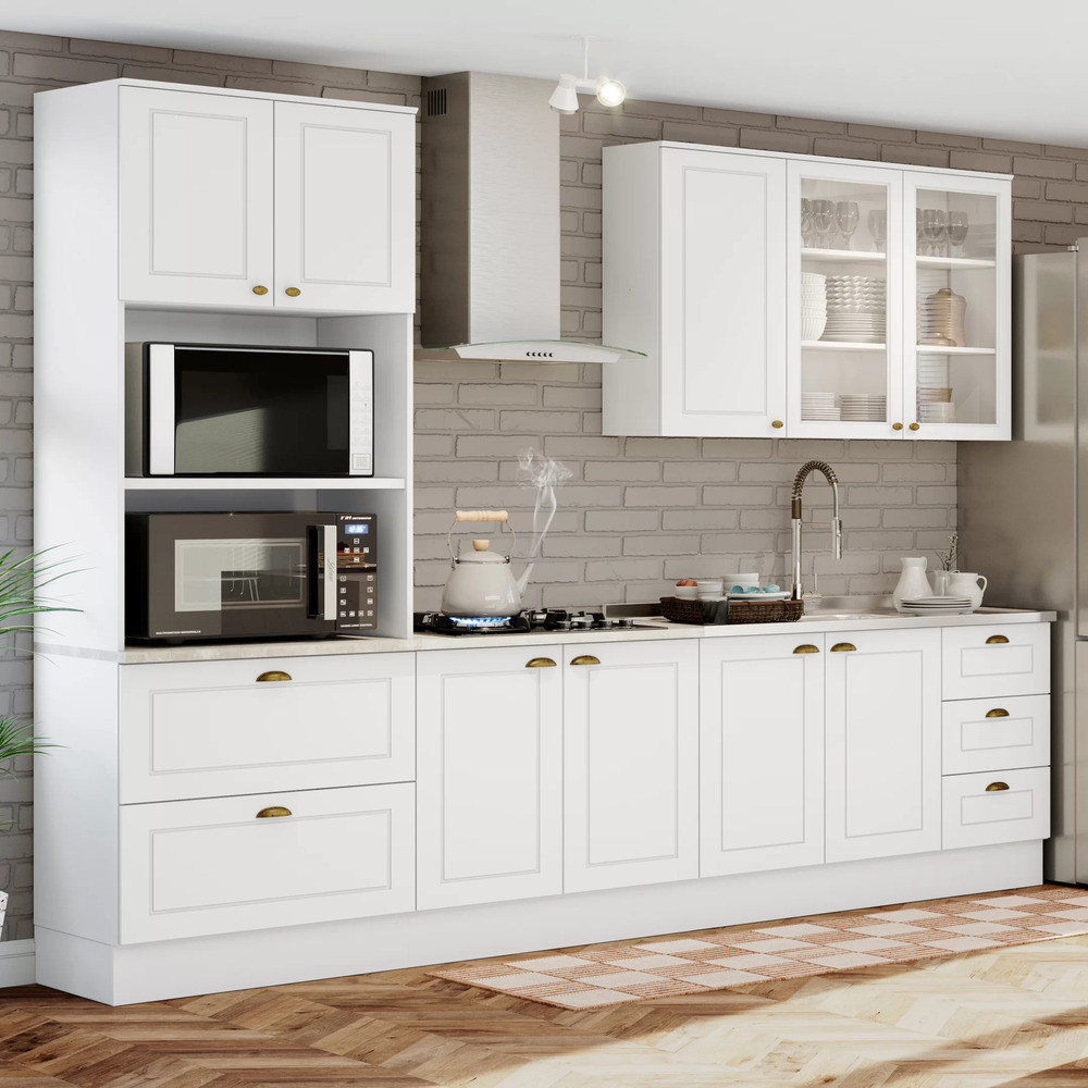 Cozinha Completa 04 Peças com Aéreo de Vidro Americana Henn