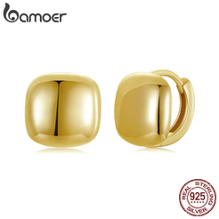 Brincos Bamoer 925 Sterling Sliver Hoop De Desenho Quadrado Jóias Presentes Para Mulheres