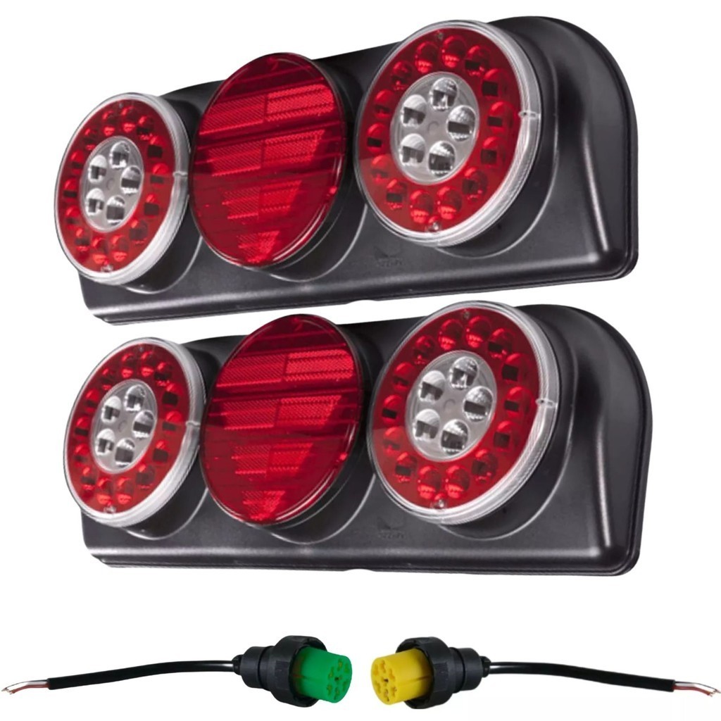 Kit Par Lanterna Traseira para Carreta Facchini Braspoint IV + Chicotes Originais Aspock