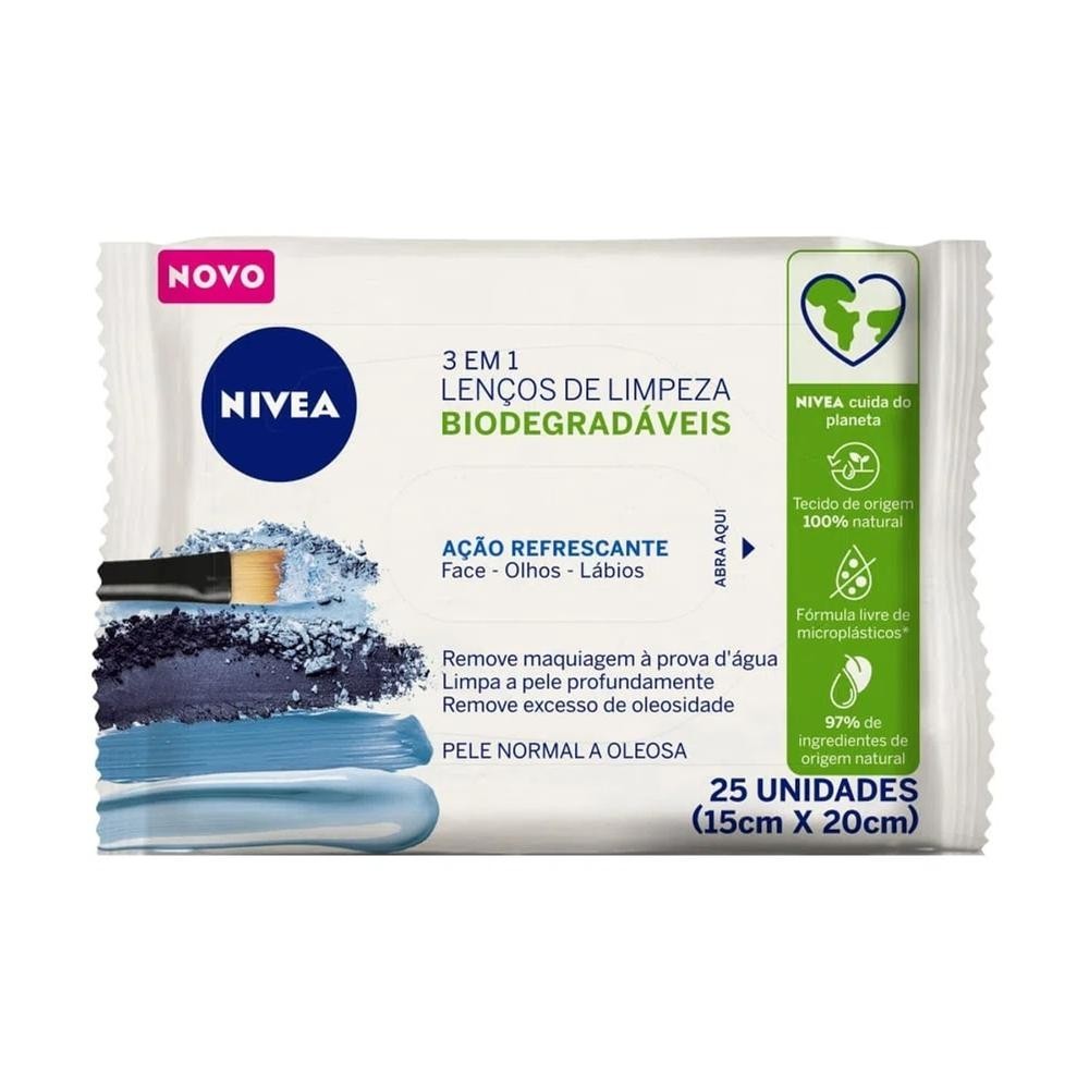 Lencos Umedecidos Demaquilantes Nivea 3 em 1 Acao Refrescante 25 Unidades em Oferta na Shopee