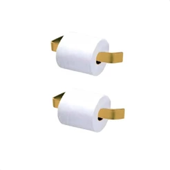 Kit Porta Papel Higiénico Papeleira Banheiro Lavatório Chapa Metal Dourado Gold