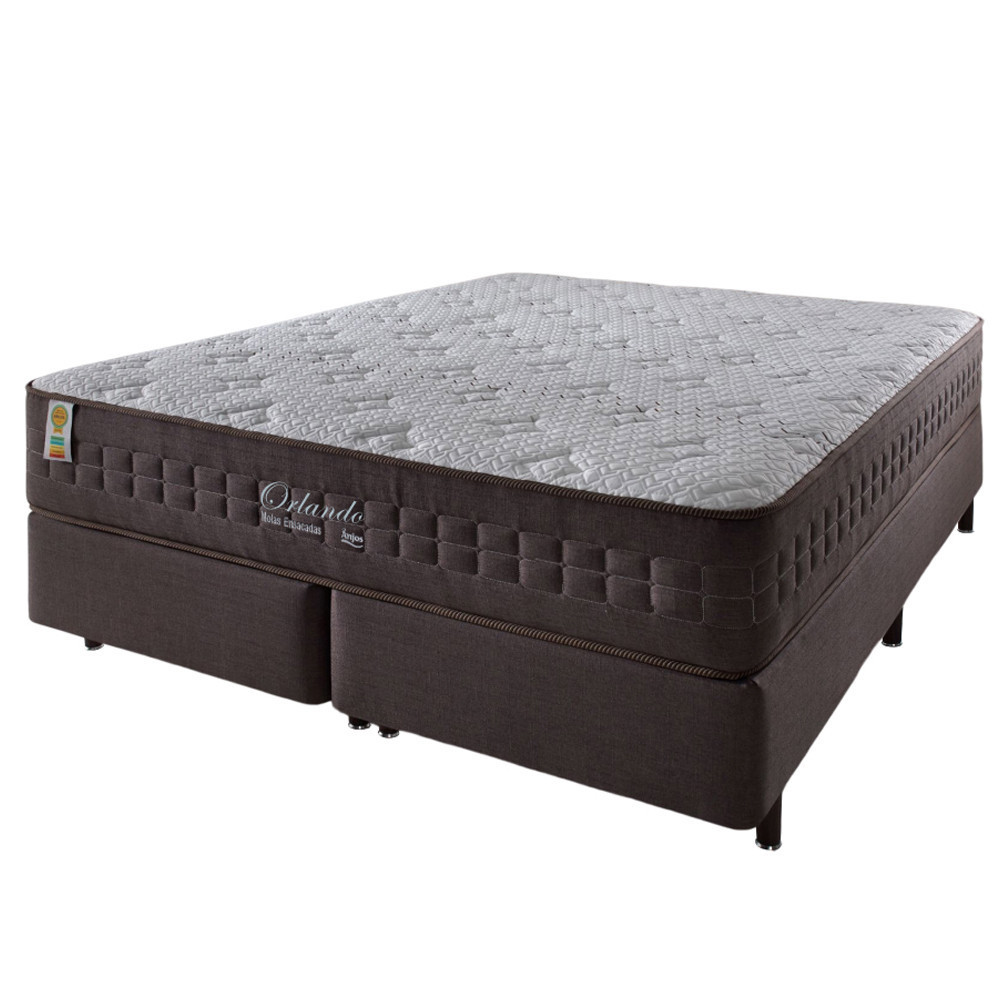 Cama Box Queen Marrom + Colchão Molas Ensacadas Orlando 158x198x67cm - Home & Living