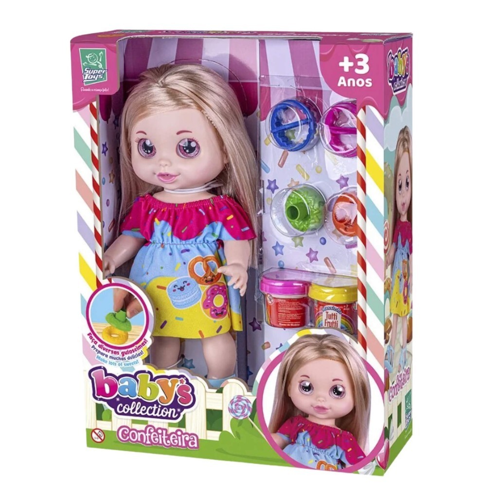 Boneca Babys Collection Confeiteira com Massinha e Acessórios Super Toys - 587 em Oferta na Shopee