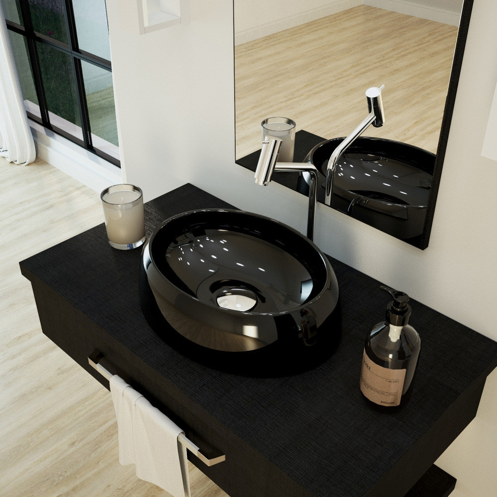 Cuba de Apoio Oval Para Banheiro Lavabo C01 Capri O39 Preto - Lyam Decor em Oferta na Shopee