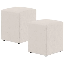 Kit 02 Puffs Quadrado L02 Decorativo Linho Cru - Lyam Decor