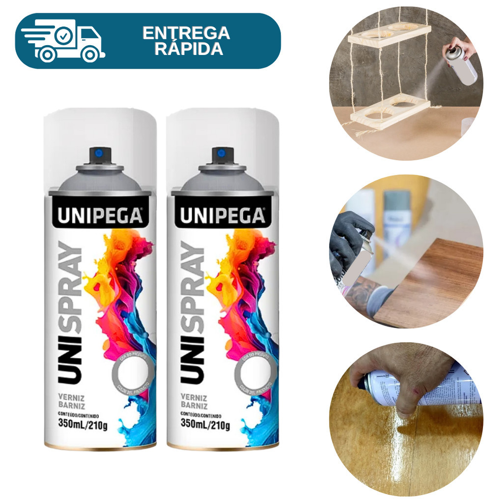 Kit 2 Verniz Spray Transparente 350ml Uso Geral Automotivo Incolor Madeira Mesa Decoração Gesso Aço em Oferta na Shopee