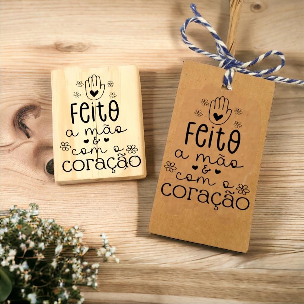 CARIMBO PARA EMBALAGENS SACOLAS BOLSAS CAIXAS KRAFT CAIXAS PRODUTO ARTESANAL FEITO A MÃO E COM O CORAÇÃO