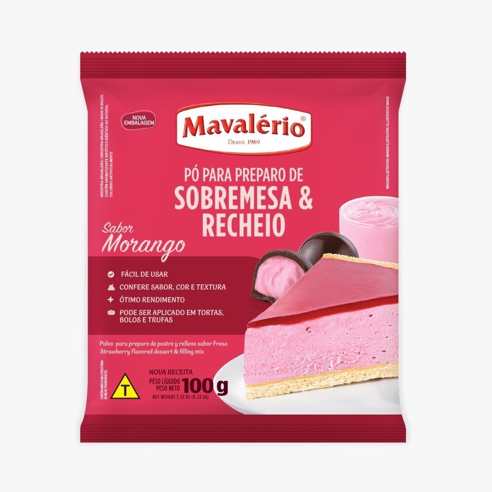 Pó Para Sobremesa 100g - Mavalerio Morango em Oferta na Shopee