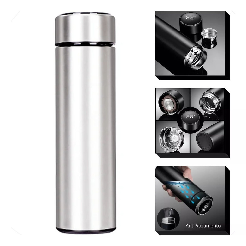 Garrafa Térmica Inteligente Aço Inox mostrador de Temp 500ML