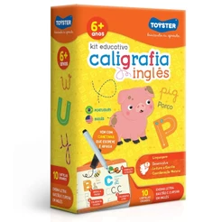 KIT EDUCATIVO CALIGRAFIA INGLÊS 10 CARTELAS GRANDES TOYSTER BRINQUEDOS INFANTIL PORTUGUÊS DESENHOS