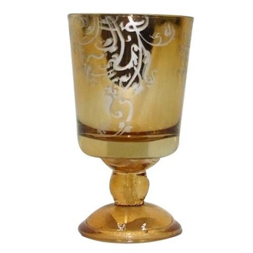 Castiçal De Vidro Natalina para Vela Dourado 21Cm
