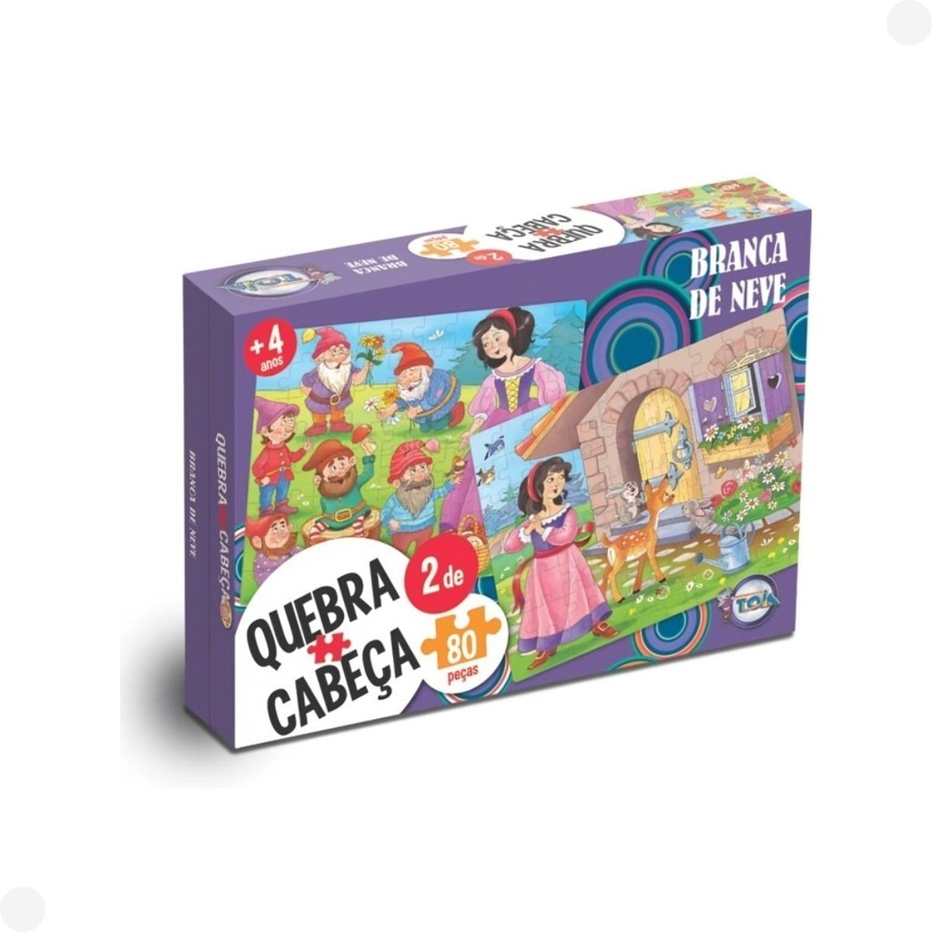 2 Puzzles Quebra-Cabeças 80 Peças Cada Branca de Neve 12152 - Toia Brinquedos em Oferta na Shopee