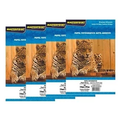 Kit 4 Pacote Papel Foto Glossy Auto Adesivo 130g/m² A4 - 20 (total 80 Folhas)