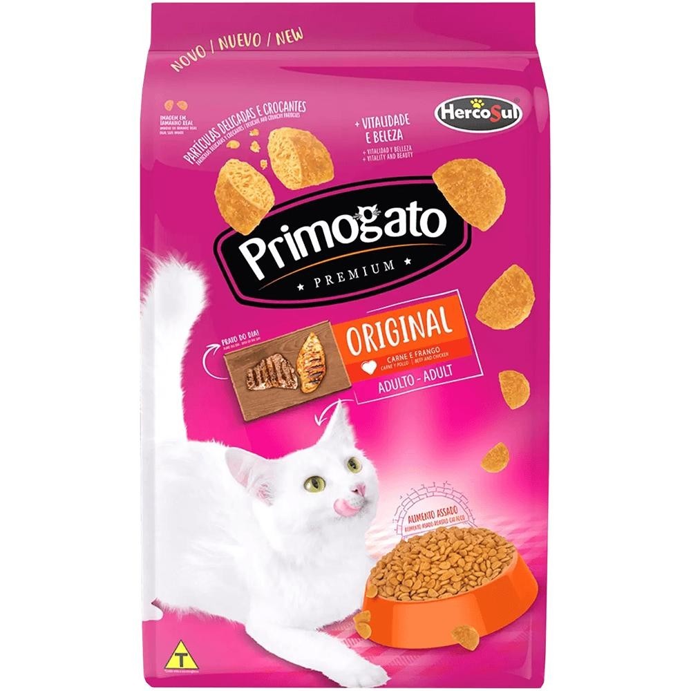 Ração Hercosul Primogato Premium, Original Carne e Frango 10,1Kg