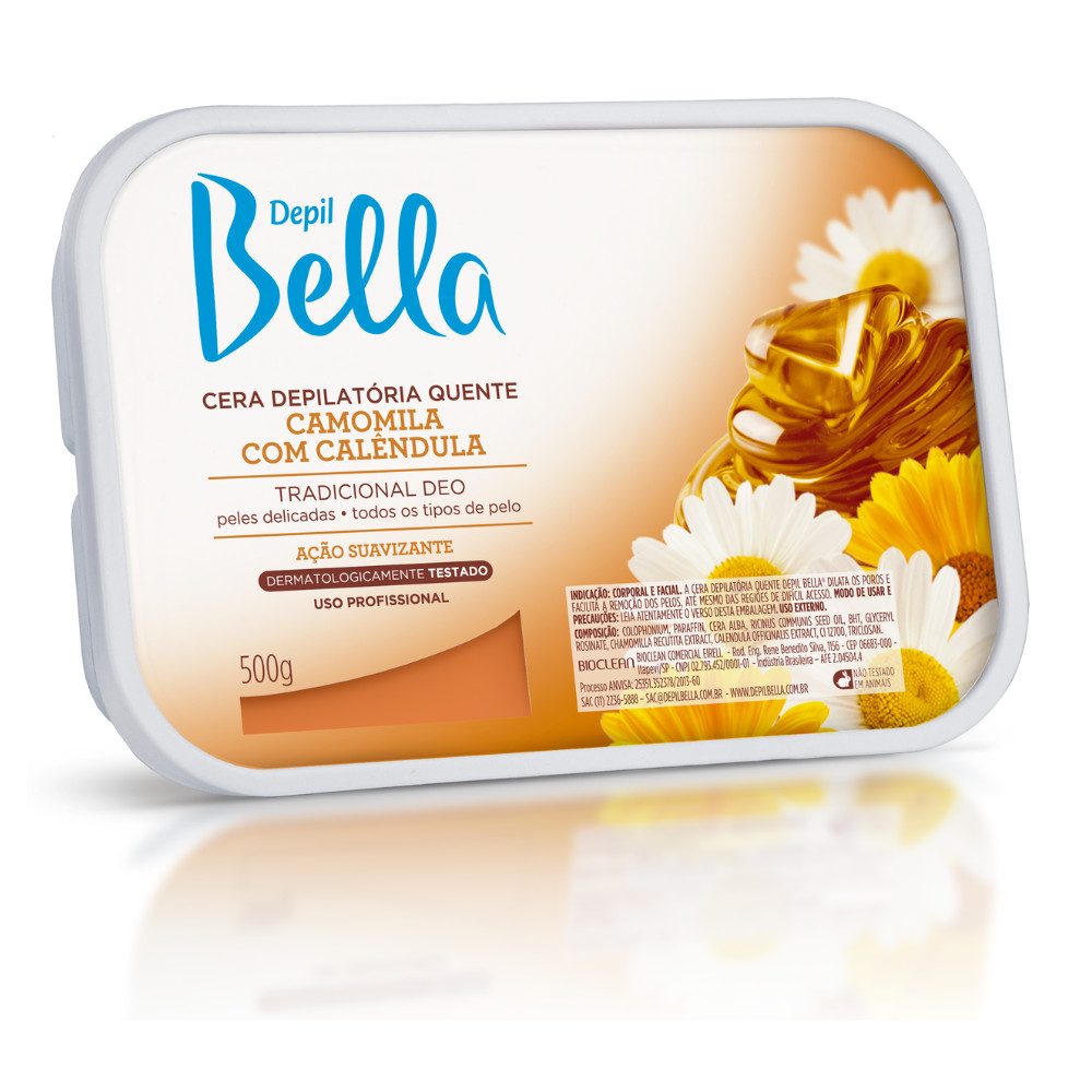 Cera Depilatória Barra Camomila E Calêndula Depil Bella 500g em Oferta na Shopee