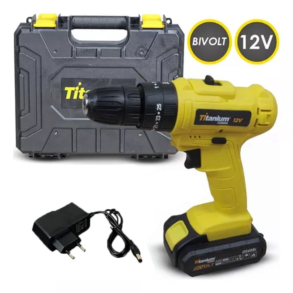 Parafusadeira Furadeira 3/8'' Bivolt A Bateria 12v Titanium