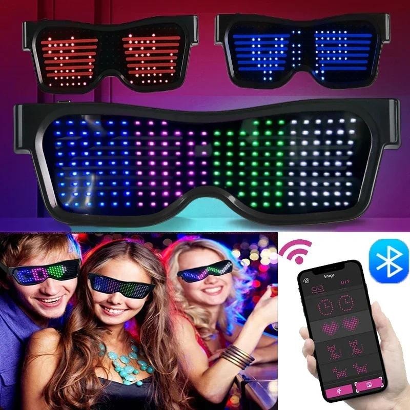 Óculos De LED Multilíngües Texto Bluetooth DIY Graffiti RGBW/RED/Green Cor Para O Festival De Música Rave Party Glow Glasses em Oferta na Shopee