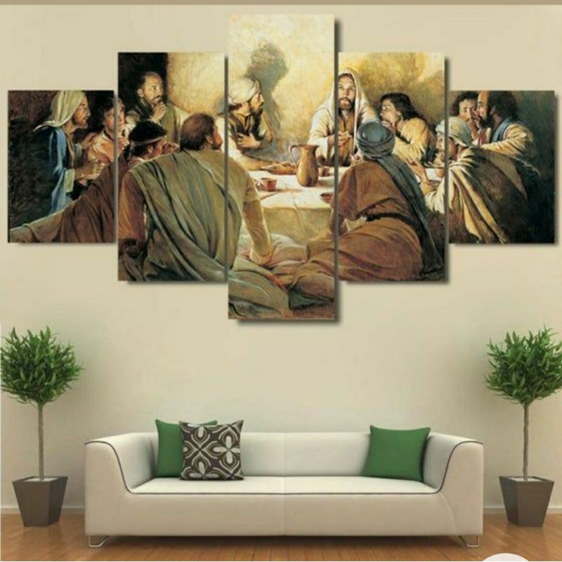 Quadro Decorativo 115x70 Mosaico Da Santa Ceia Deus Discípulos Quadro Religioso Católico