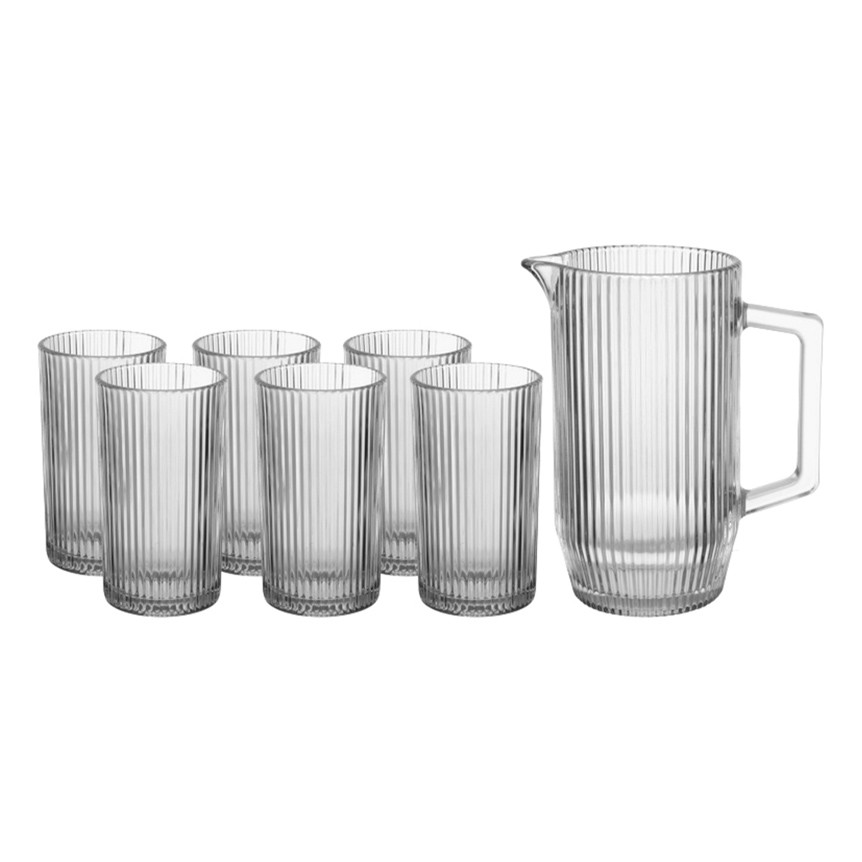 Conjunto de Jarra 1.2L com 6 Copos 420ml Graffiato em Vidro - Hauskraft