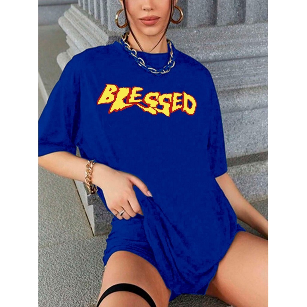Camiseta Unissex Blessed Old School Camisa Estampada Larga Blusa Academia Estilosa