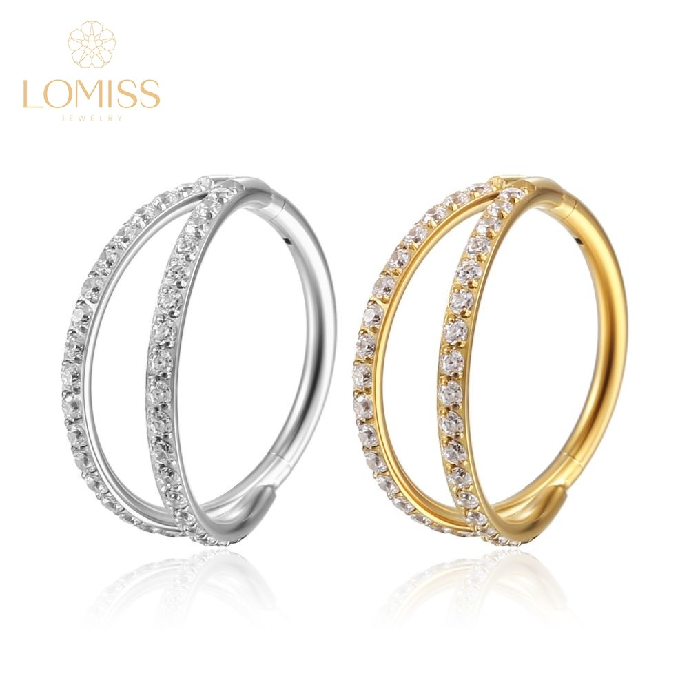 Piercing Argola Segmento Articulado Duas Fileiras Zircônia Helix Septo Rook Conch Nariz em Oferta na Shopee