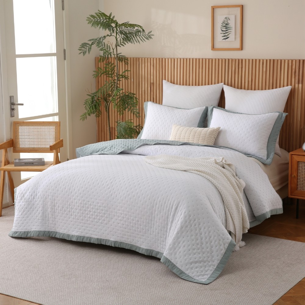 Kit Cobre Leito Colcha King Paris Bicolor Percal 300 fios Acqua em Oferta na Shopee