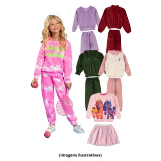 Kit Sortido 10 Peças de Roupas Infantis Feminino Inverno - 5 Casacos + 5 Calças