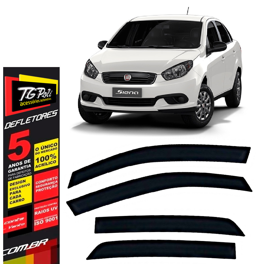Calha de Chuva Fiat Linea 2008 a 2016 4 Portas TG Poli Defletor Portas Protetor Janelas em Oferta na Shopee