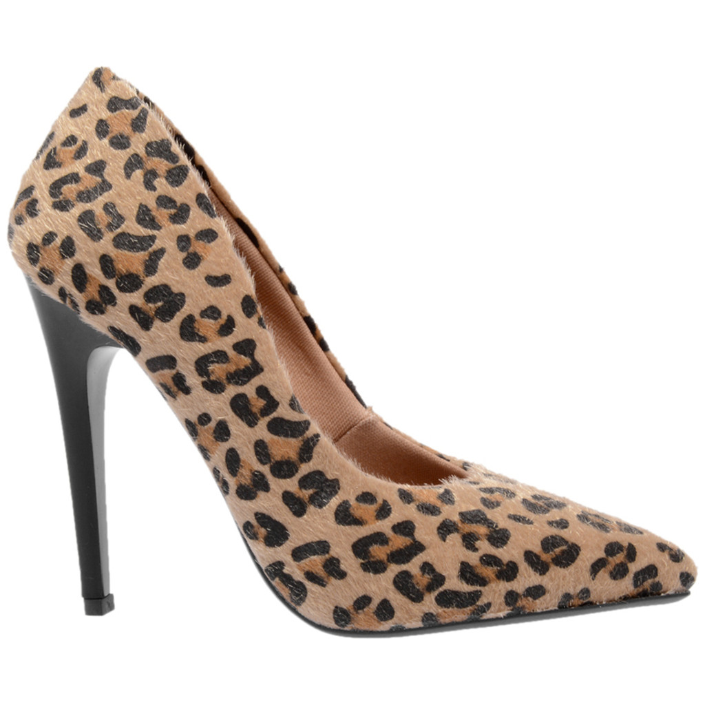 Scarpin Bico Fino Trend Shoez Salto Alto 11 cm Onça