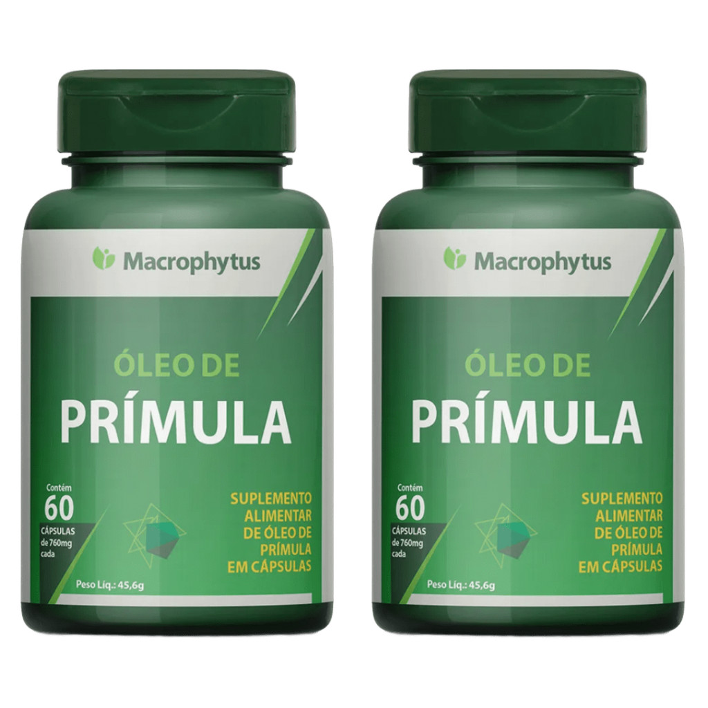 Kit 2 Óleo de Prímula 760mg Ácido Gama-Linolênico Ômega 6 Equilibrio Hormonal Macrophytus 60 Cápsula