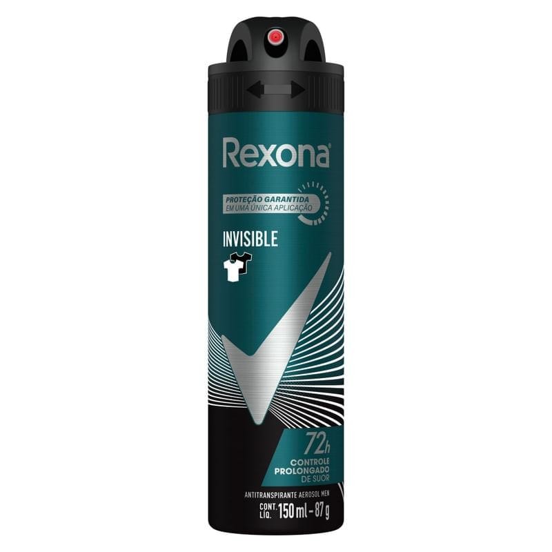 Desodorante Antitranspirante Aerosol Rexona Masculino Invisible 72h 150ml