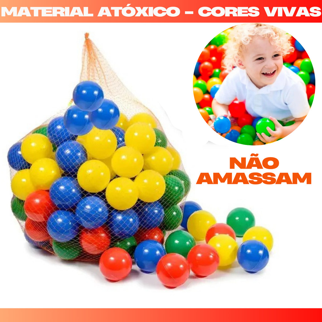 Saco 200 Bolinhas Coloridas Piscina Infantil Bola de Brinquedo Não Amassam Resistente
